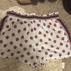 Joie White and Red Printed Sleep Shorts